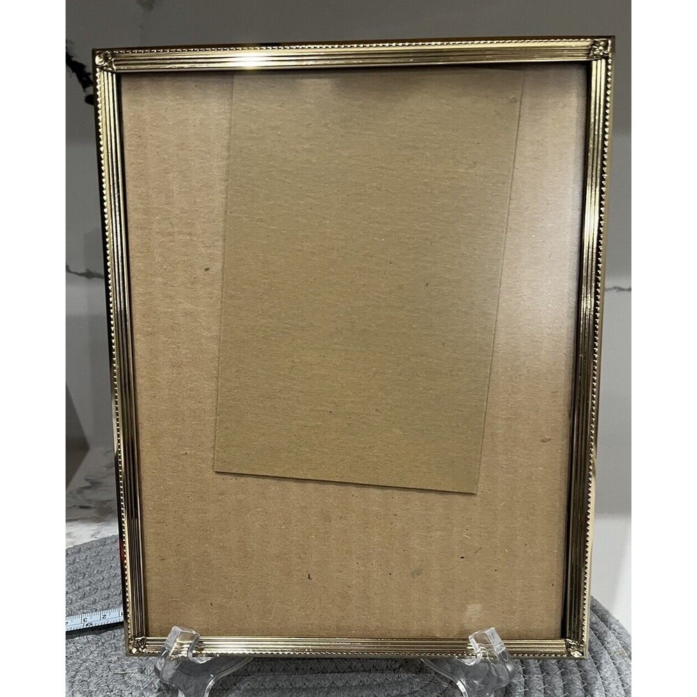 Vintage 10” X 8” Gold Tone Metal Picture Frame Self Standing Easel Back
